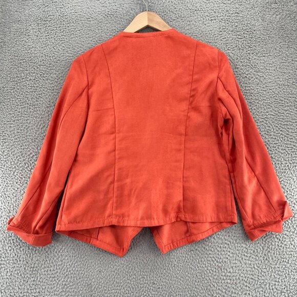 Chicos Jacket Womens 1 US 8 Orange Faux Suede Waterfall Open Front Casual Crop - Picture 3 of 9